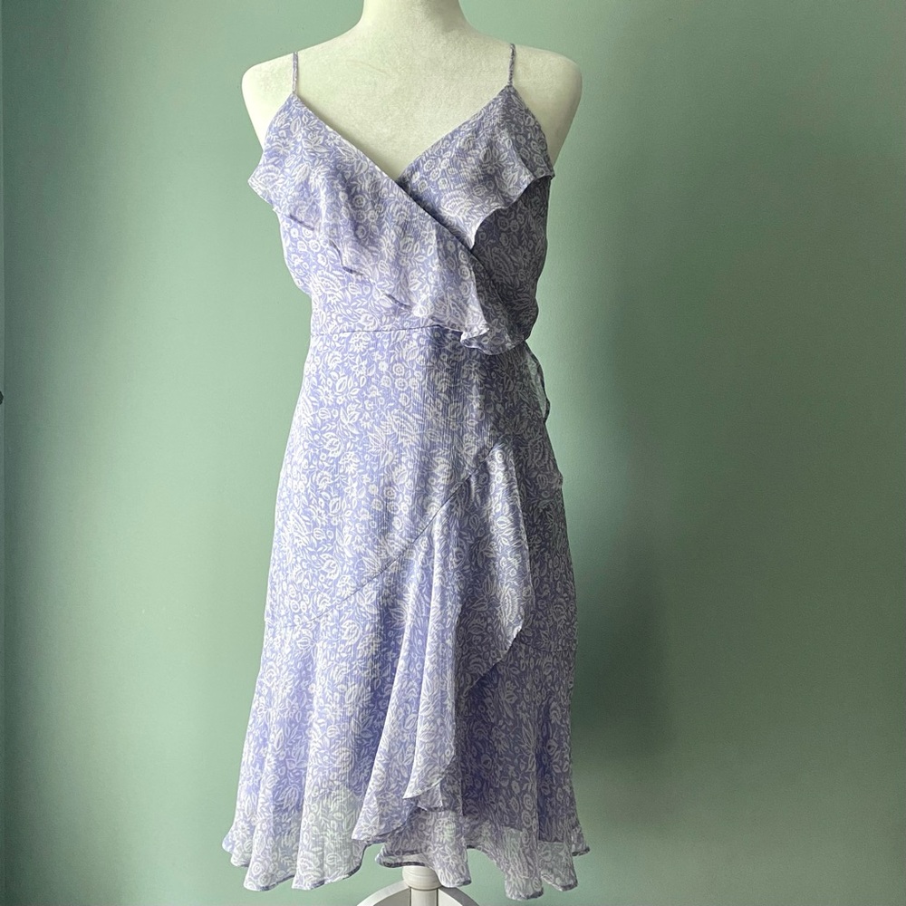 Express Ruffled Wrap Floral Mini Dress
